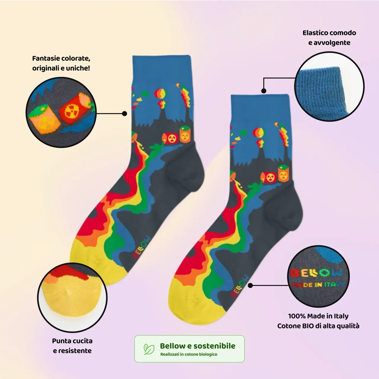 Bellow Calzini Arcobaleno Onirico in cotone biologico