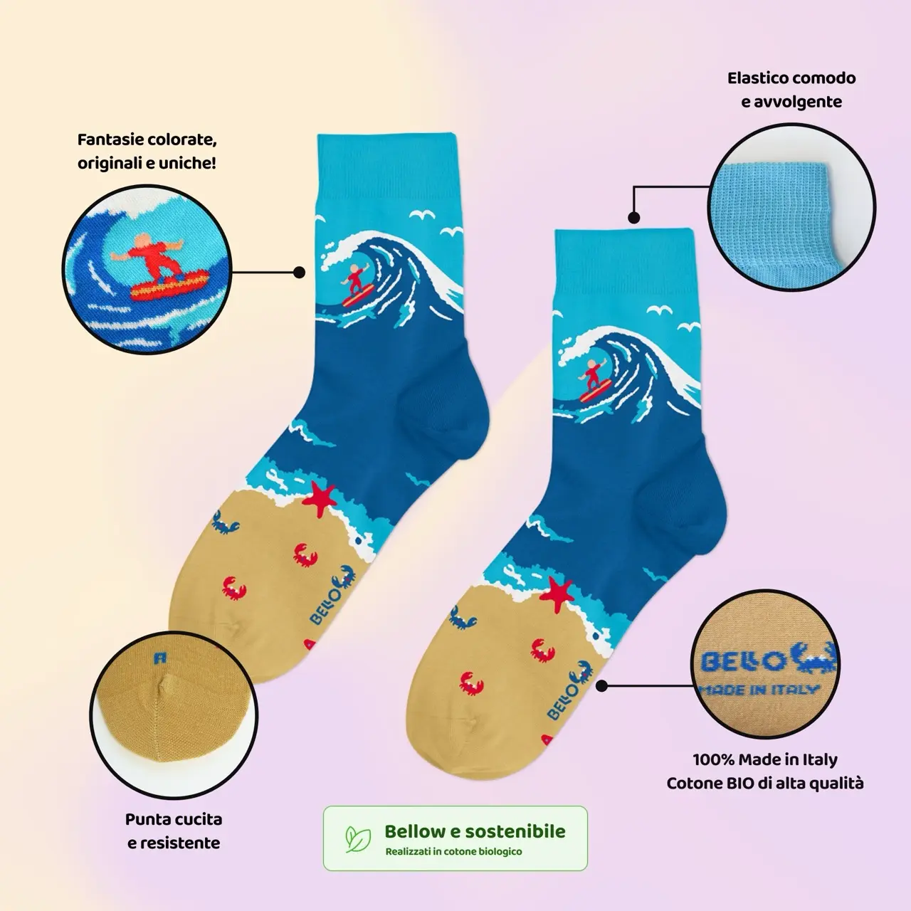 Calzini Surf Vibes in cotone biologico